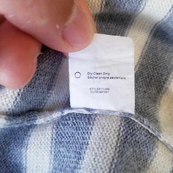 🌸 Vince | Gray Stripe Cardigan Cotton Cashmere sweater L - Picture 5 of 9